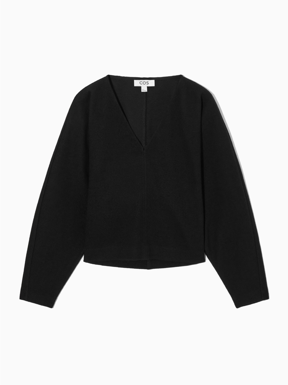 COS V-NECK BOILED-WOOL JUMPER - BLACK